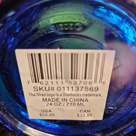 Starbucks 2022 Christmas Holiday Azure Blue Jeweled 24oz Venti Tumbler Cup NEW - Picture 2 of 2